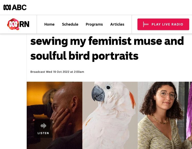 Filming art for the big screen, sewing my feminist muse and soulful bird portraits